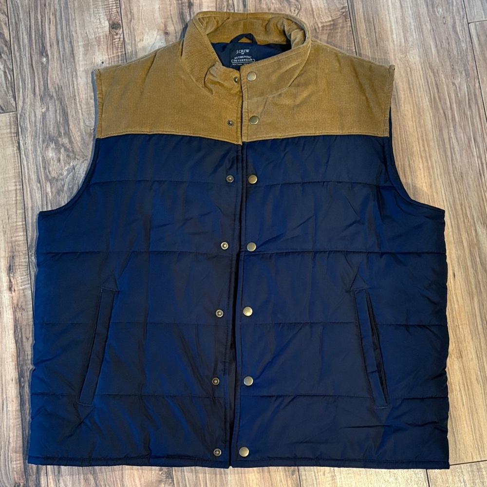J. Crew Men's Blue and Brown Quilted Vest